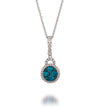 LeVian 14K White Gold Round Blue Diamond Classy Fancy Pretty Pendant Necklace