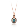 LeVian 14K Rose Gold Round Blue Chocolate Brown Diamond Classic Pendant Necklace