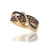LeVian 14K Yellow Gold Round Black Chocolate Brown Diamond Fancy Cocktail Ring