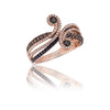 LeVian 14K Rose Gold Black Chocolate Brown Round Diamonds Classic Cocktail Ring