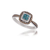 LeVian 14K White Gold Round Chocolate Brown Blue Diamond Classic Cocktail Ring