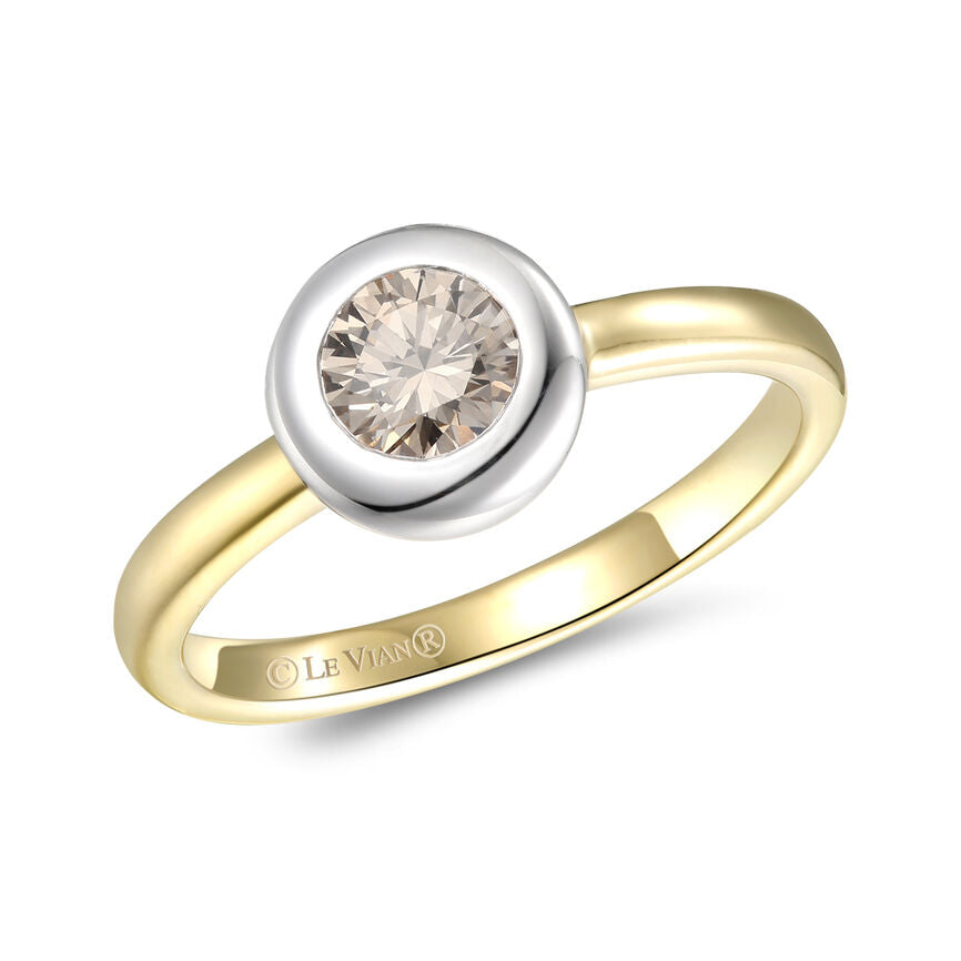LeVian 14K Two-Tone Gold Round Nude Diamond Beautiful Classy Fancy Cocktail Ring
