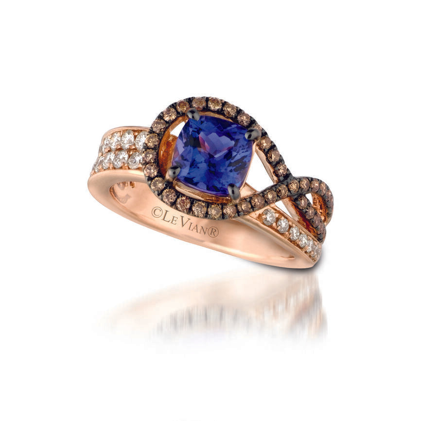 2 cts Blue Tanzanite and Diamond Ring in 14K Rose Gold by Le Vian - BirthStone.com