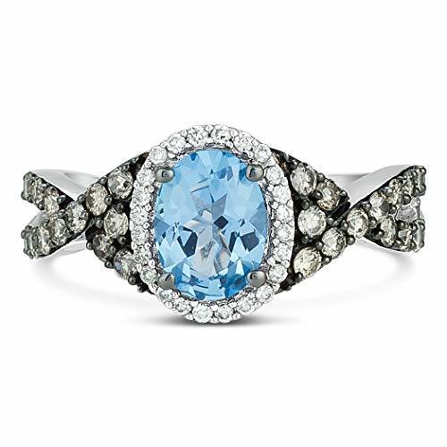 1 2/3 cts Blue Topaz and Diamond Ring in 14K White Gold by Le Vian - BirthStone.com