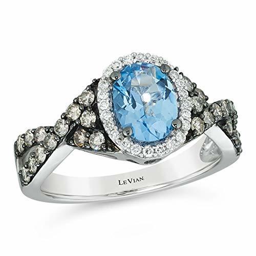 1 2/3 cts Blue Topaz and Diamond Ring in 14K White Gold by Le Vian - BirthStone.com