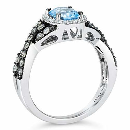 1 2/3 cts Blue Topaz and Diamond Ring in 14K White Gold by Le Vian - BirthStone.com