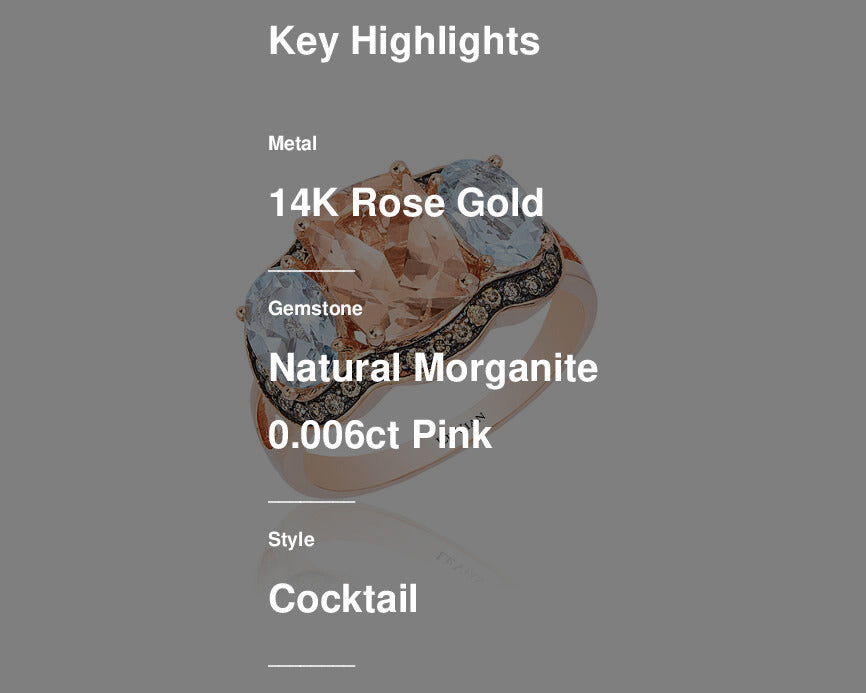 3 cts Pink Morganite and Diamond Ring in 14K Rose Gold by Le Vian