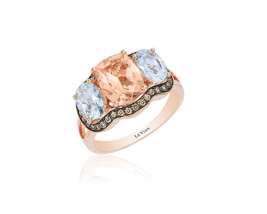 3 cts Pink Morganite and Diamond Ring in 14K Rose Gold by Le Vian - BirthStone.com