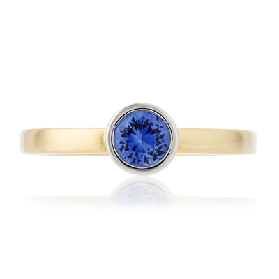 LeVian 14K Two-Tone Gold Blue Sapphire Gemstone Beautiful Pretty Cocktail Ring