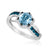 LeVian 14K White Gold Aquamarine Round Blue Diamonds Fancy Pretty Cocktail Ring