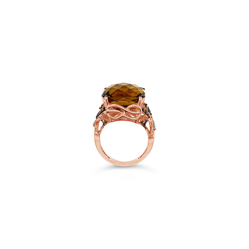 13 3/4 cts Orange Citrine and Diamond Ring in 14K Rose Gold by Le Vian - BirthStone.com