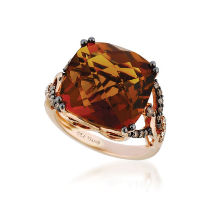 13 3/4 cts Orange Citrine and Diamond Ring in 14K Rose Gold by Le Vian - BirthStone.com