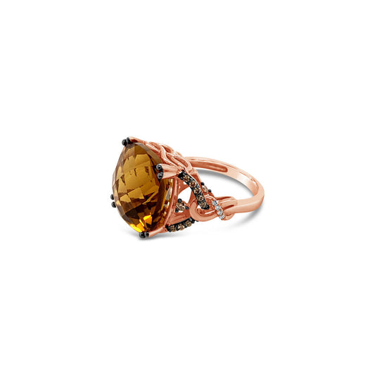 13 3/4 cts Orange Citrine and Diamond Ring in 14K Rose Gold by Le Vian - BirthStone.com