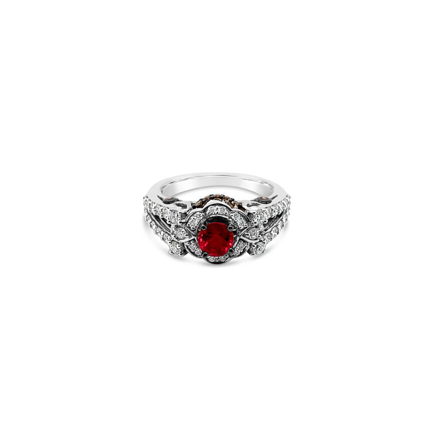 1 1/2 cts Red Ruby and Diamond Ring in 14K White Gold by Le Vian - BirthStone.com