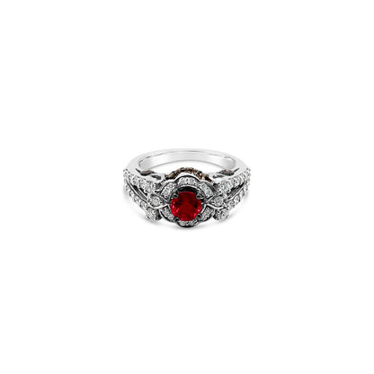 1 1/2 cts Red Ruby and Diamond Ring in 14K White Gold by Le Vian - BirthStone.com