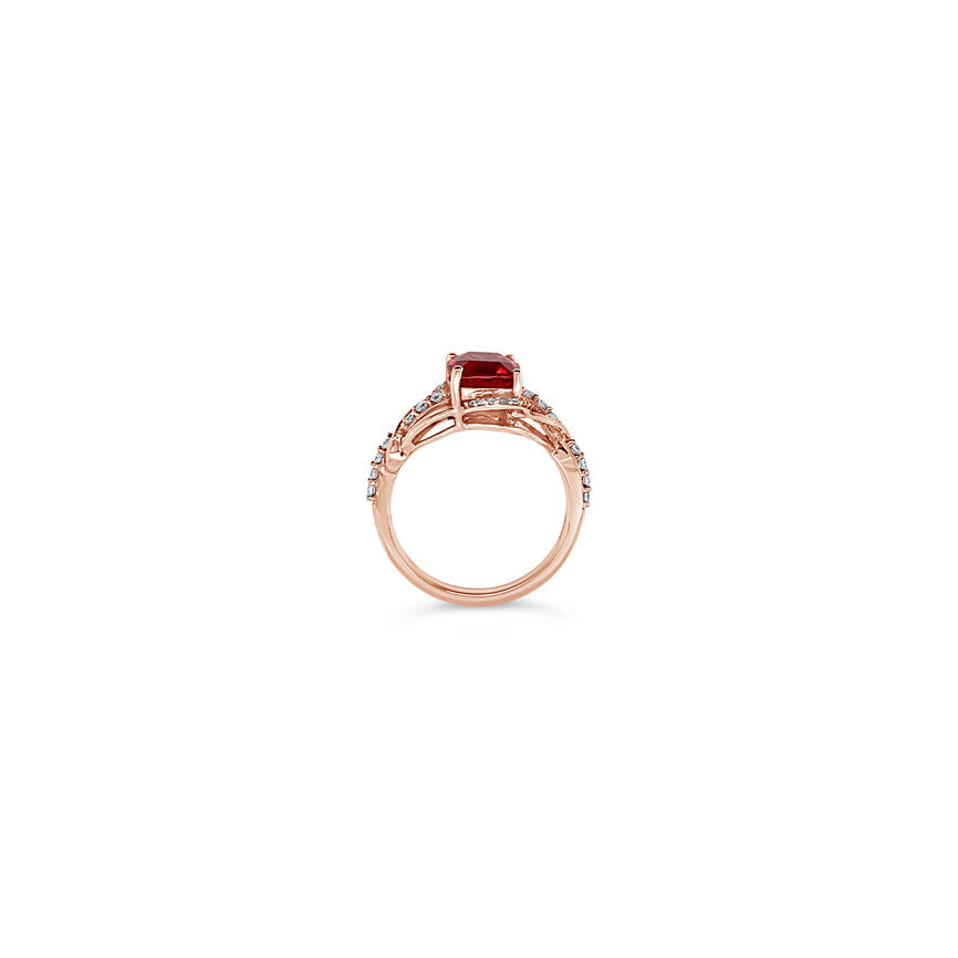 2 1/2 cts Red Rubellite and Diamond Ring in 14K Rose Gold by Le Vian - BirthStone.com