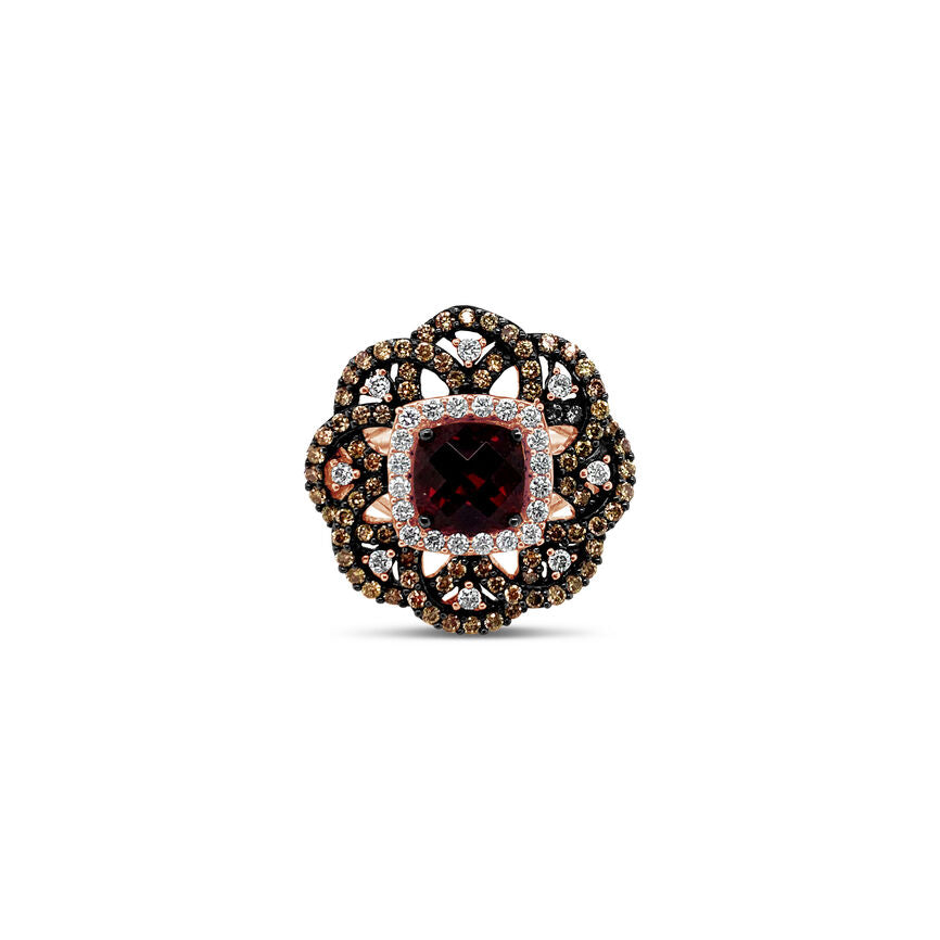 2 3/4 cts Red Rhodolite Garnet and Diamond Ring in 14K Rose Gold by Le Vian - BirthStone.com