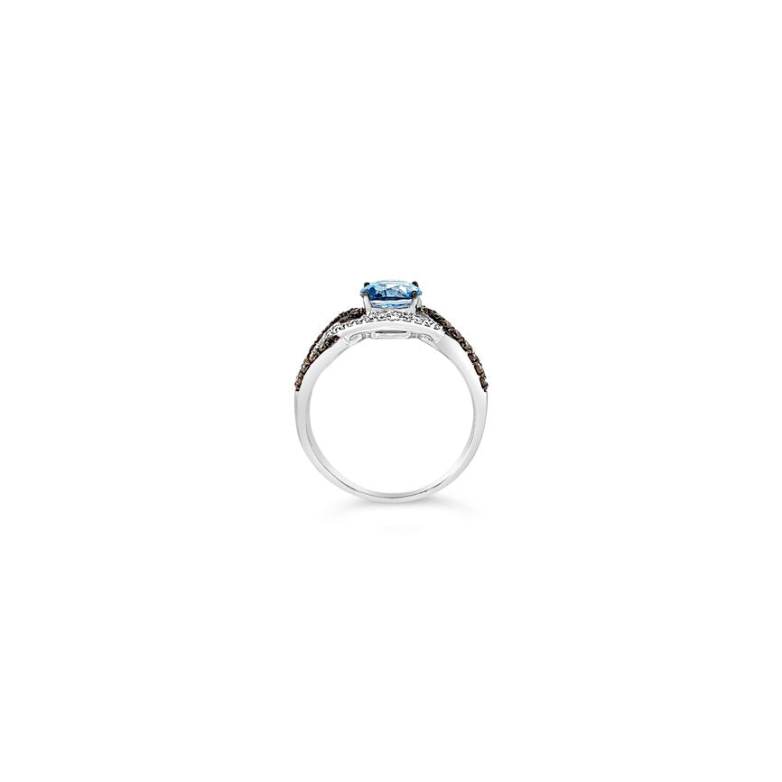 LeVian® Ring Blue Topaz Chocolate Diamonds® Vanilla Diamonds® 14K Vanilla Gold®