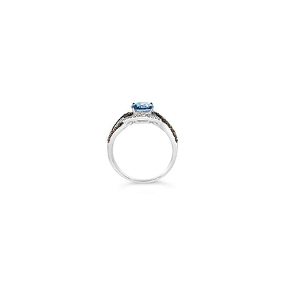 LeVian® Ring Blue Topaz Chocolate Diamonds® Vanilla Diamonds® 14K Vanilla Gold®