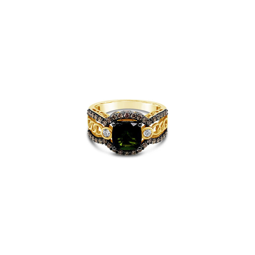 2 1/8 cts Green Tourmaline and Diamond Ring in 14K Green Gold by Le Vian - BirthStone.com