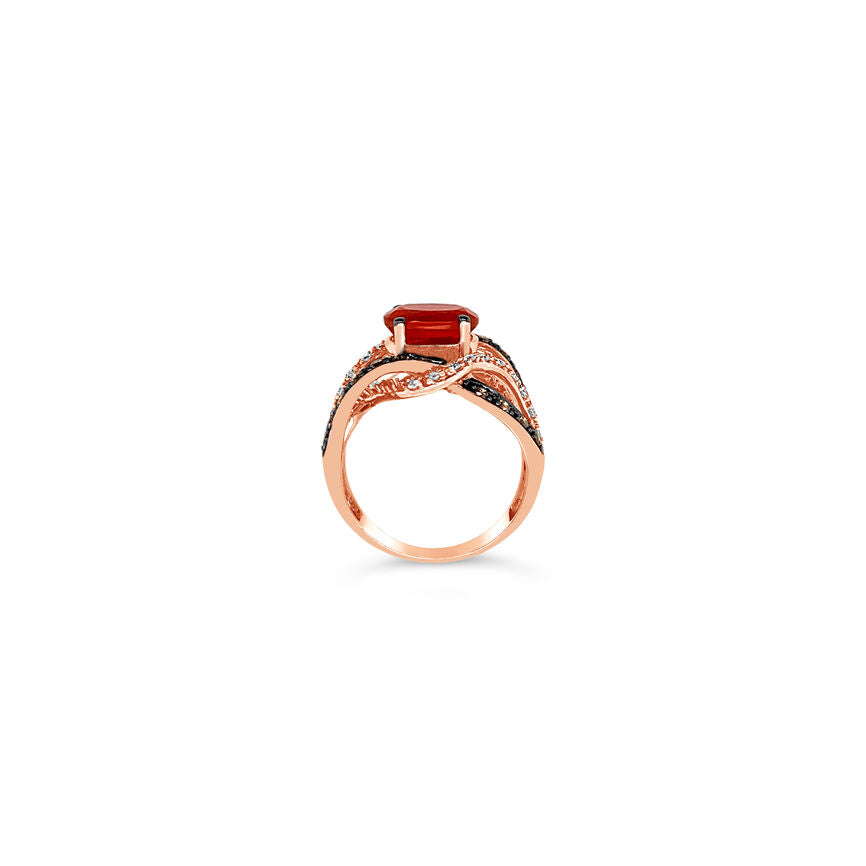 LeVian® Ring Fire Opal Chocolate Diamonds® White Diamonds 14K Strawberry Gold