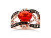 LeVian® Ring Fire Opal Chocolate Diamonds® White Diamonds 14K Strawberry Gold