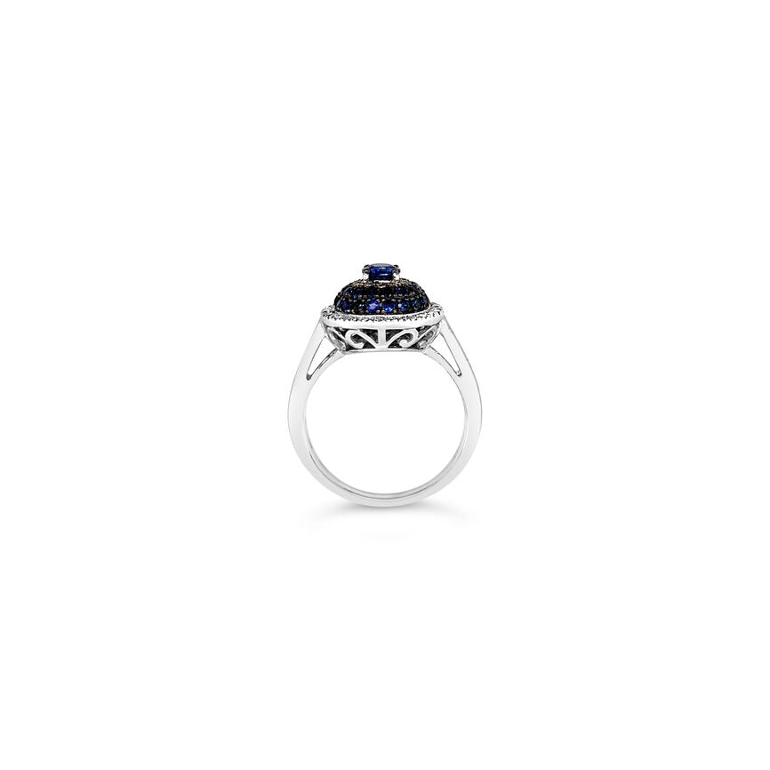 7/8 cts Blue Sapphire and Diamond Ring in 14K White Gold by Le Vian - BirthStone.com