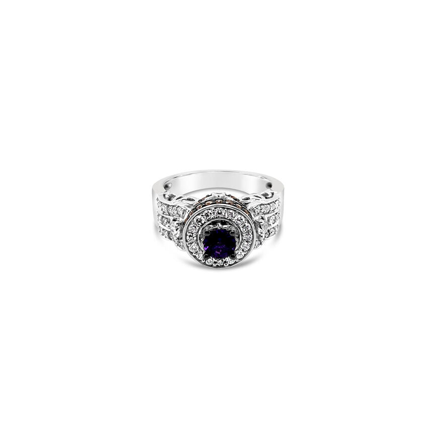 LeVian Ring Purple Sapphire and Diamond in 14K White Gold Size 7 - BirthStone.com