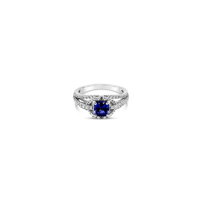 1 1/3 cts Blue Sapphire and Diamond Ring in 14K White Gold by Le Vian - BirthStone.com