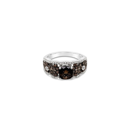 LeVian® Ring Smoky Quartz Vanilla Diamonds® Chocolate Diamonds® 14K White Gold