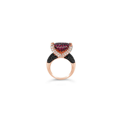 NEW LeVian® Ring Pink Sapphire Black Diamonds Vanilla Diamonds® 14K Rose Gold