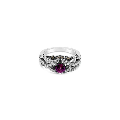 LeVian Ring Purple Sapphire Chocolate Diamonds® White Diamonds 14K White Gold