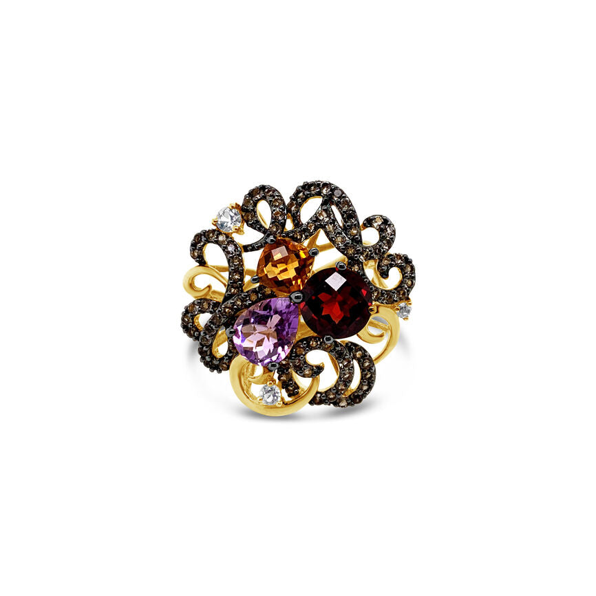 LeVian® Ring Garnet Amethyst Citrine Vanilla Topaz? Smoky Quartz 14K Honey Gold?