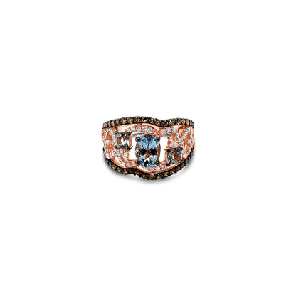 2 2/3 cts Blue Aquamarine and Diamond Ring in 14K Rose Gold by Le Vian - BirthStone.com