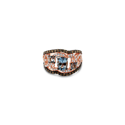 LeVian® Ring Aquamarine Chocolate Diamonds® White Diamonds 14K Strawberry Gold®