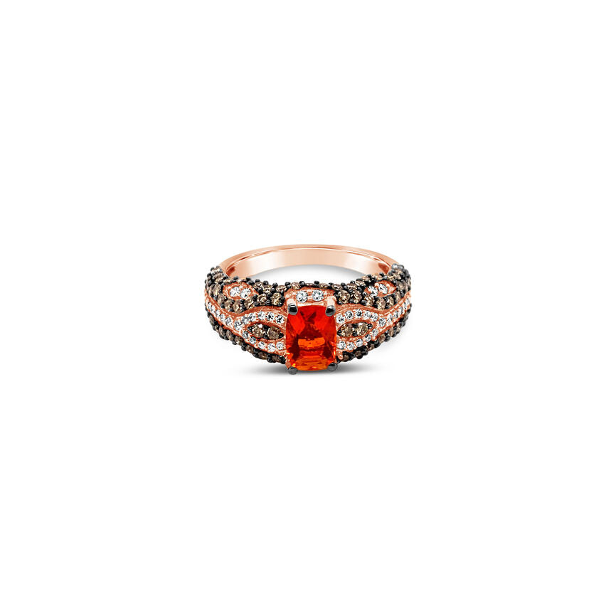 1 5/8 cts Red Fire Opals and Diamond Ring in 14K Rose Gold by Le Vian - BirthStone.com