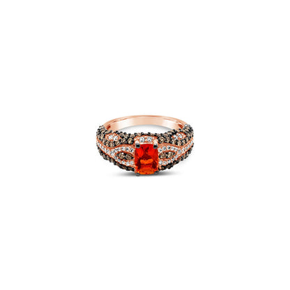 1 5/8 cts Red Fire Opals and Diamond Ring in 14K Rose Gold by Le Vian - BirthStone.com