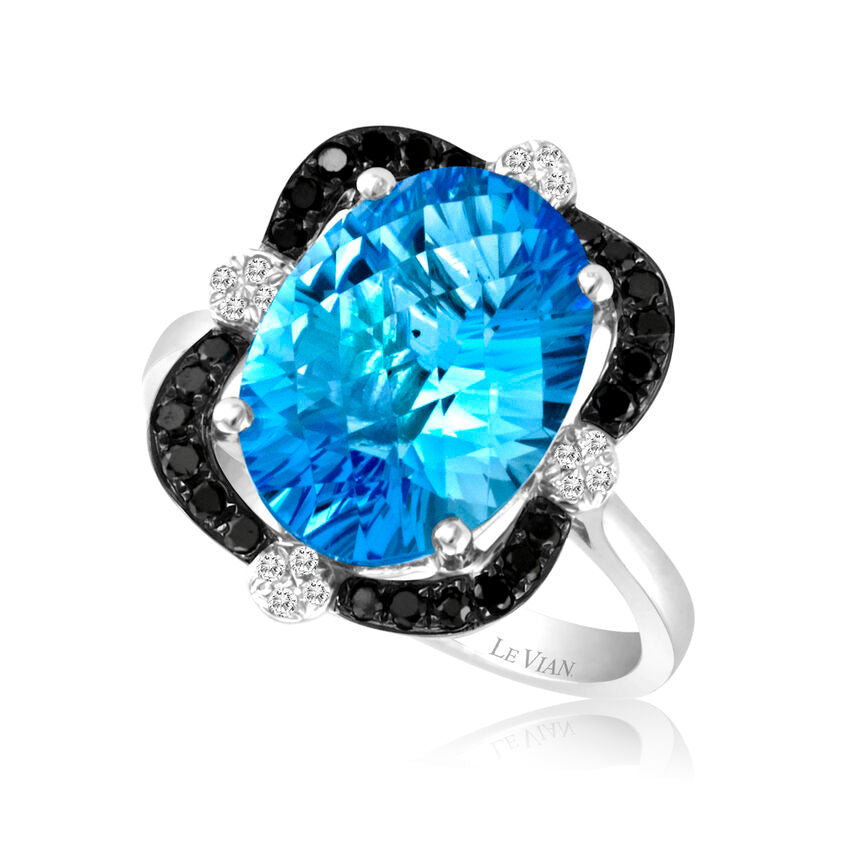 5 7/8 cts Blue Topaz and Diamond Ring in 14K White Gold by Le Vian - BirthStone.com