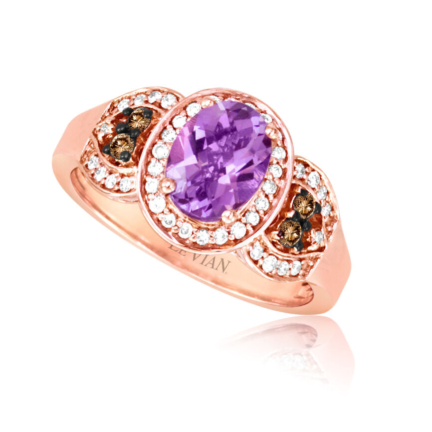 1 1/3 cts Pink Amethyst and Diamond Ring in 14K Rose Gold by Le Vian - BirthStone.com