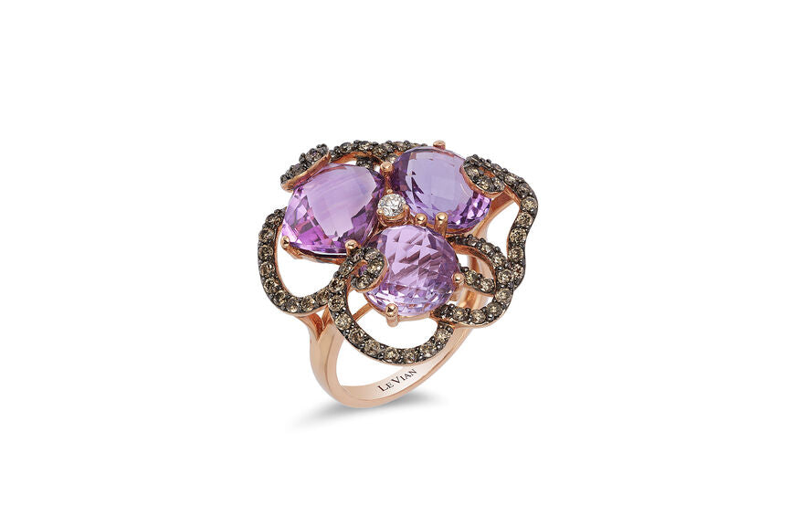 9 1/2 cts Purple Amethyst and Diamond Ring in 14K Rose Gold by Le Vian - BirthStone.com