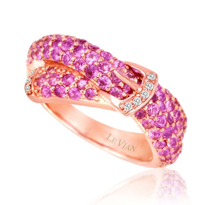 1 5/8 cts Pink Sapphire and Diamond Ring in 14K Rose Gold by Le Vian - BirthStone.com