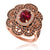 LeVian 14K Rose Gold Rhodolite Round Chocolate Brown Diamond Halo Flower Ring