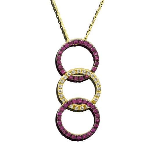 3/4 cts Red Ruby and Diamond Necklace in 14K Yellow Gold by Le Vian - BirthStone.com