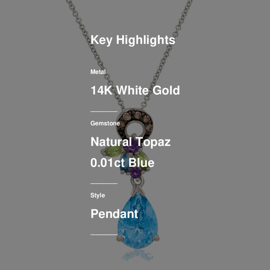 3 1/8 cts Blue Topaz and Diamond Necklace in 14K White Gold by Le Vian