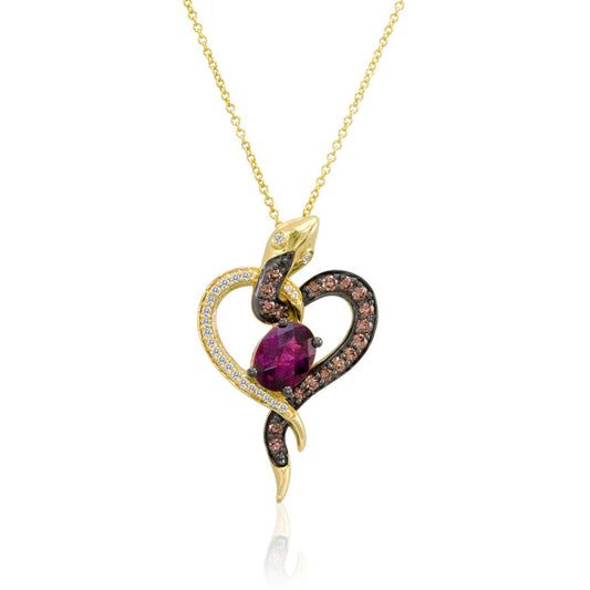 2 1/8 cts Red Rhodolite Garnet and Diamond Necklace in 14K Yellow Gold by Le Vian - BirthStone.com