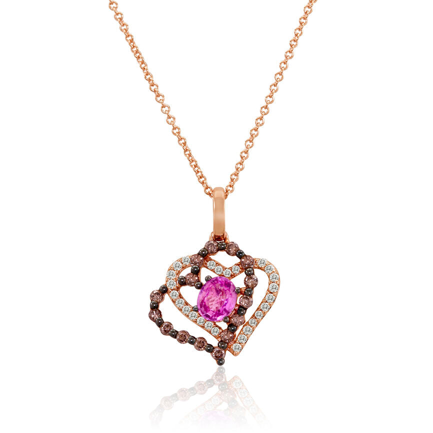 2/3 cts Pink Sapphire and Diamond Necklace in 14K Rose Gold by Le Vian - BirthStone.com