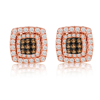 1/2 cts Chocolate Diamond Earrings in 14K Rose Gold by Le Vian - BirthStone.com