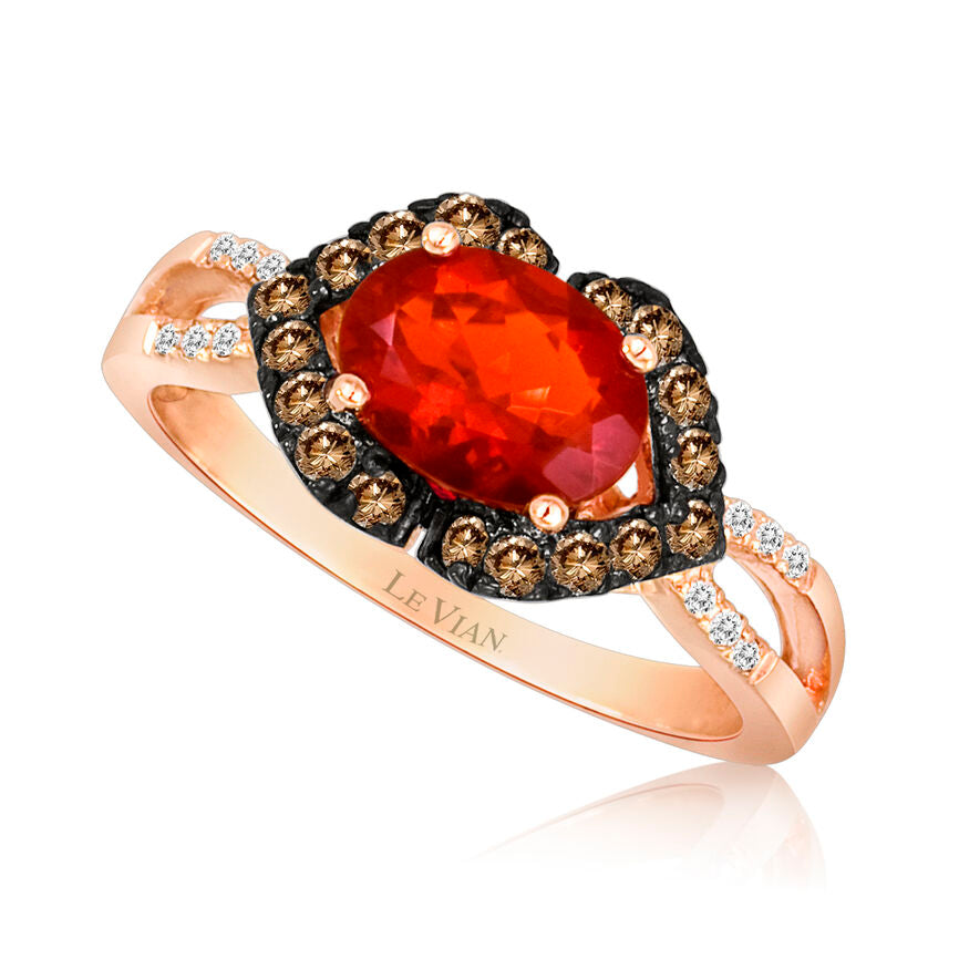 1 cts Red Fire Opals and Diamond Ring in 14K Rose Gold by Le Vian - BirthStone.com