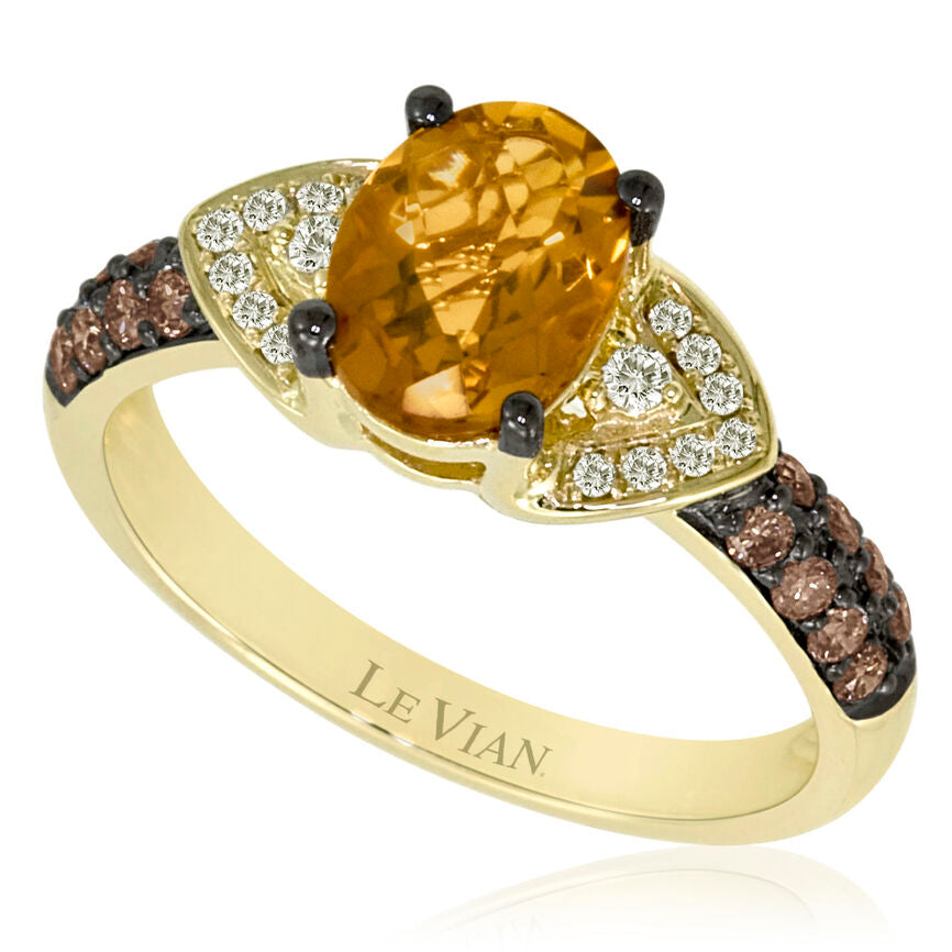 1 1/2 cts Orange Citrine and Diamond Ring in 14K Yellow Gold by Le Vian - BirthStone.com