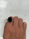 SILVER 925  GOLD BLACK SAPPHIRE RING